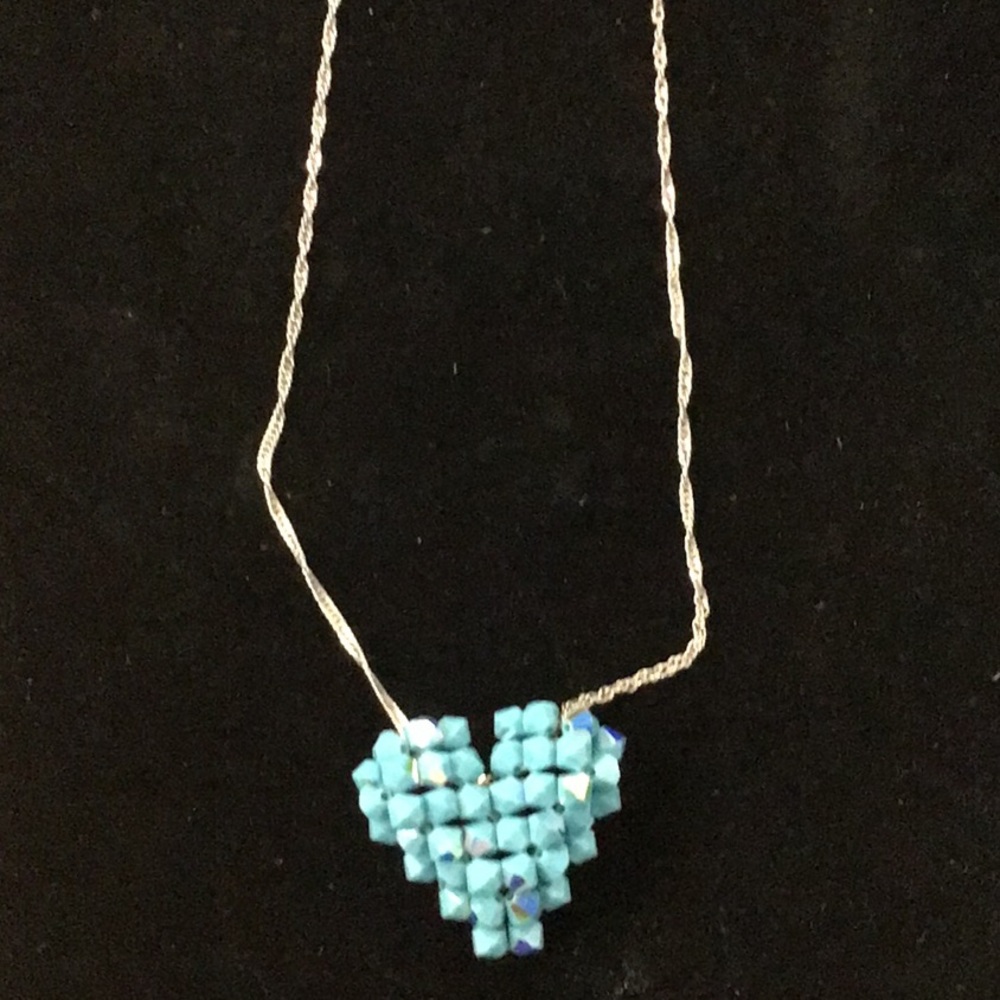 Sterling Silver Turquoise Gemstone Heart Shaped Necklace